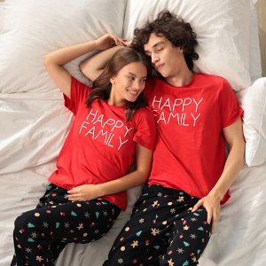 Пижама новогодняя женская (футболка, брюки) KAFTAN Happy family