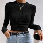 Лонгслив облегающий с длинным рукавом, черный