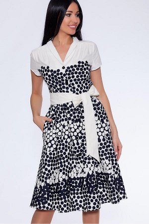 #16502 Платье Молочный/черный