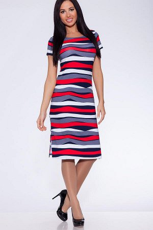 #16021 Платье Темно-синий/красный
