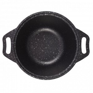 Кастрюля антипригарная литая 1,0л стеклянная крышка Темный мрамор ТМ KUKMARA