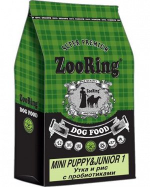 ZR Mini Puppy&Junior 1  УТКА+РИС с пробиотиком 10 кг. для щенков мини пород от 1 мес.