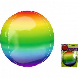 Фольга шар 3D Сфера 16"/40 см Радуга в упаковке G20 Anagram