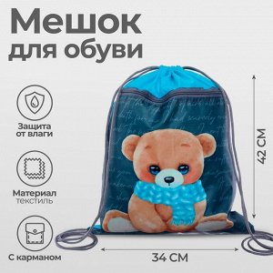 Мешок для обуви «Мишка» (с карманом) 42x34 см