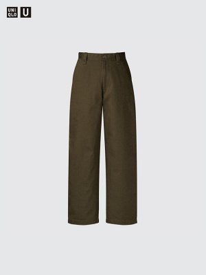 UNIQLO - широкие брюки-чинос - 38 DARKBROWN