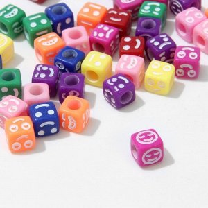 Бусина из акрила «Эмоции», кубик 6x6мм, (набор 10 г), цвет МИКС
