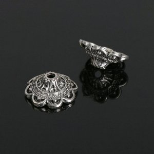 Шапочки для бусин (набор 10шт), 1,4*1,4*0,6 см, цвет черненое серебро
