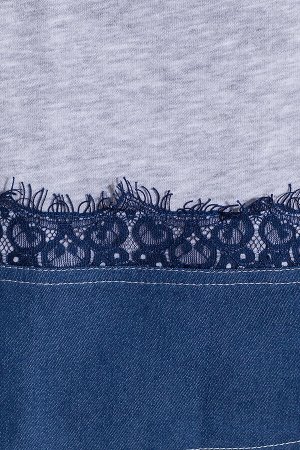 #27372 Жакет (OleGra) Серый/синий джинс