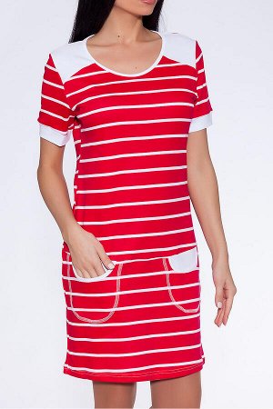 #16487 Платье Красный/полоска