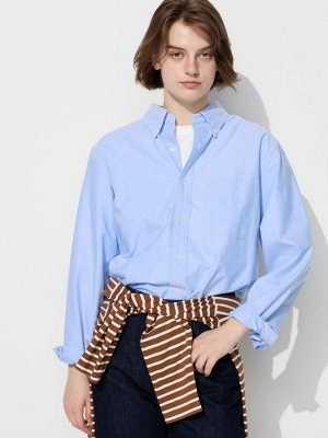 UNIQLO - однотонная рубашка оксфорд - 64 BLUE