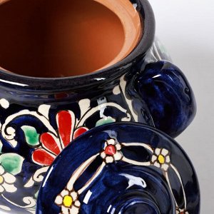 Сахарница Риштанская Керамика "Цветы", 1 л, синяя
