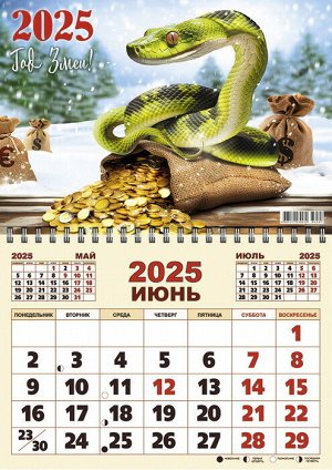 Календарь Одноблочный А3, 2025 г., "На мешке с деньгами", 66507