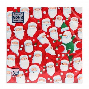 Салфетки новогодние бумажные Home Collection «Веселые деды морозы», 3 слоя, 33x33 см, 20 шт.