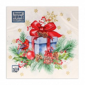 Салфетки бумажные Home Collection Сlassic «Подарок на Новый год», 3 слоя, 33x33 см, 20 шт.