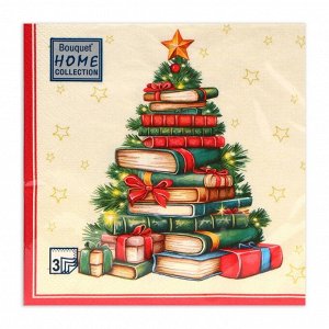 Салфетки новогодние бумажные Home Collection «Рождественская ель с подарками», 3 слоя, 33x33 см, 20 шт.