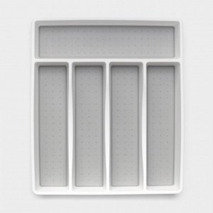 Лоток для столовых приборов Griten, с силиконовой вставкой, 5 отделений, 33.5x29.3x4.5 см, белый
