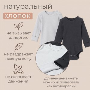 Комплект боди детских MINAKU: Basic Line BABY, цвет светло-серый/графитовый.