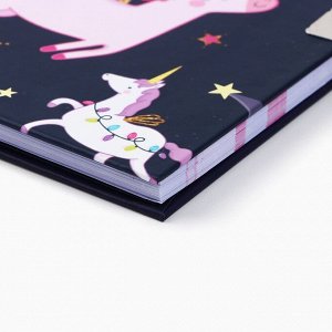 Записная книжка на замочке А6, 50 л. «Единорожьи секреты»
