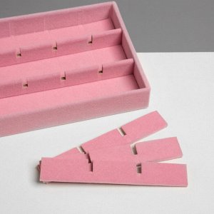 Подставка для украшения 18 ячеек, флок, 21x12,3x2,5 см, цвет розовый