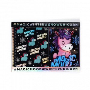 Подарочный набор новогодний, голографический блокнот и обложка на паспорт, Magic mood