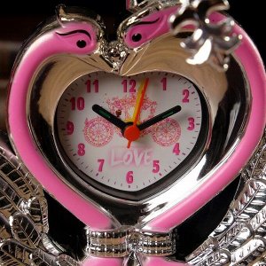 Часы будильник "Лебедь" с светильником, 13х13х23 см , микс