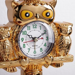 Часы будильник "Сова" с светильником, 37.5х19 см, микс