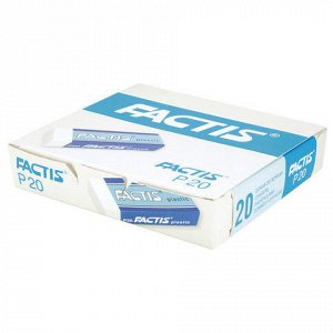 Ластик большой FACTIS Plastic P 20 (Испания), 61х22х11 мм, белый, прямоугольный, мягкий, ПВХ, CPFP20