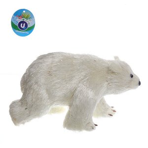 Садовая фигура "Белый медведь", солома, 22*13 см