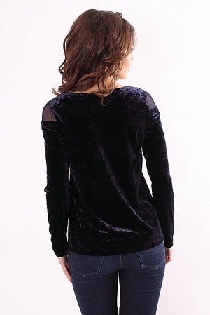 Блузка Нарядная блузка из бархатного трикотажа вставки из сетки  Состав: 95 % п/э, 5% эластан