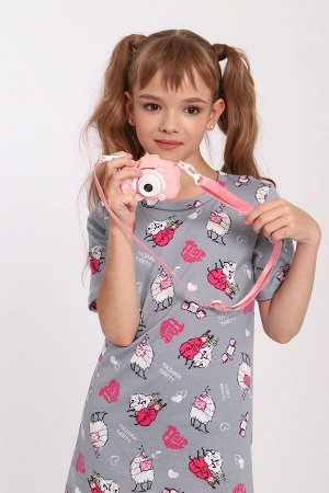 Сорочка Варианты расцветки: Таксы, Ламы
Ткань:  кулирка с лайкрой, Состав: 95% Хлопок; 5% Эластан
Детская сорочка с короткими рукавами для девочек из легкого трикотажа. Домашняя одежда для девочек дол