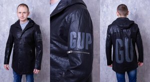Куртка Мужская 14001 "Кожаная - GU" Черная