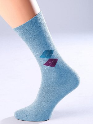 Носки Меланжевые мужские носки из хлопка с эластаном, с комфортной широкой резинкой сверху. На боковой части модели размещен рисунок \"разноцветные ромбы\"".Хлопок 71%, Полиамид 25%, Эластан 4%"