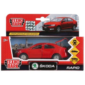 SB-18-22-SR-N(R)-WB Машина металл SKODA Rapid красная 12см, открыв двери и багажник, инерц. в кор Технопарк в кор.2*24шт