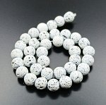 Бусины из Лавы вулканической 10 мм, белого цвета. Цена за 10 шт.
