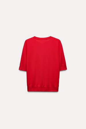 Топ Цвет как на первом фото ОДНОЦВЕТНЫЙ ТРИКОТАЖНЫЙ ТОП С КОРОТКИМИ РУКАВАМИ (EINFARBIGES BASIC-STRICKTOP MIT KURZEN ?RMELN) Топ с круглым вырезом. Короткие рукава. СОСТАВ МАТЕРИАЛА, ИНСТРУКЦИИ ПО УХО