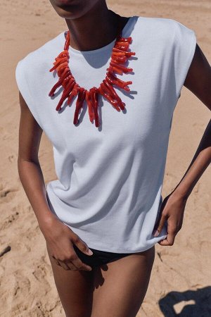 Топ Цвет как на первом фото ФУТБОЛКА С УЗОРОМ В РЕБИНКИ (T-SHIRT MIT RIB-MUSTER) СТАНДАРТНЫЙ ФОРМА - КРУГЛЫЙ ШЕИ - СТАНДАРТНАЯ ДЛИНА - ЗАНИЖЕННЫЙ ПЛЕЧЕВОЙ ШВ Футболка с круглым вырезом и заниженным пл