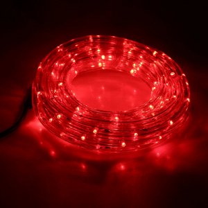 УЦЕНКА LED шнур 13 мм, круглый, 5 м, чейзинг, 2W-LED-24-220V, с контролл. 8р, красный