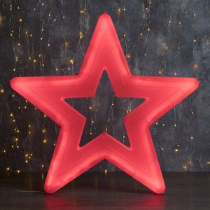 Фигура уличная "Звезда красная", 56х56х4 см, пластик, 220В, 3 метра провод, фиксинг, КРАСНЫЙ 36124