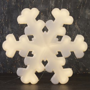 Фигура уличная "Снежинка белая", 53х53х3.5 см, пластик, 220В, 3 м провод, фиксинг, Т-БЕЛЫЙ