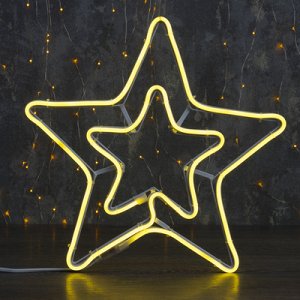 Фигура неоновая "Звезда двойная" 36х36 см, 240 LED, 220V, ТЕПЛЫЙ-БЕЛЫЙ