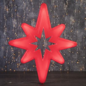 Фигура уличная "Звезда красная", 57х38х4 см, пластик, 220В, 3 метра провод, фиксинг, КРАСНЫЙ 36124