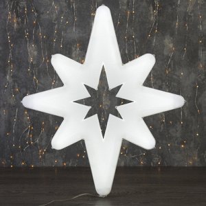 Фигура уличная "Звезда белая", 57х38х4 см, пластик, 220 В, 3 метра провод, фиксинг, БЕЛЫЙ
