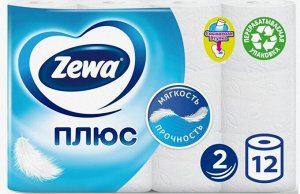 ZEWA Туалетная бумага 2-х сл. 12 рулонов Белая