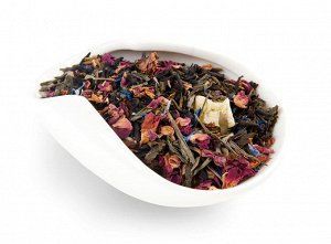 чай В состав входит смесь классических сортов чёрного и зелёного чая, цукаты, лепестки розы и василька, натуральные ароматические масла.