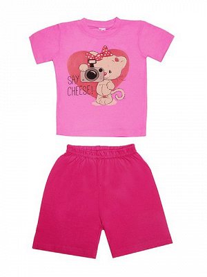 DL11-73-18-28 Комплект детский, розовый (футболка+шорты)
