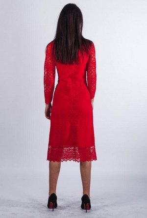 Платье гипюр стрейч Красный