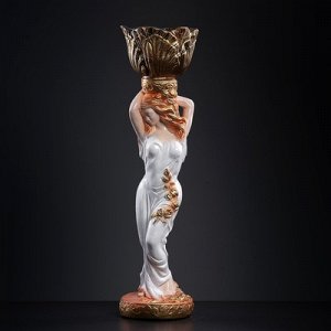 Фигура "Девушка стоя кашпо на голове средняя" персик-золото 80см
