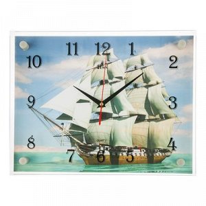 Часы настенные, серия: Море, "Корабль", 30х40 см, микс