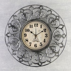 Часы настенные, серия: Интерьер, Дарина, состаренное серебро, 35х35 см
