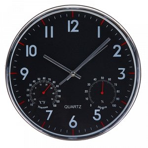 Часы настенные, серия: Классика, "Остин", с термометром и гигрометром, d=30 см, плавный ход